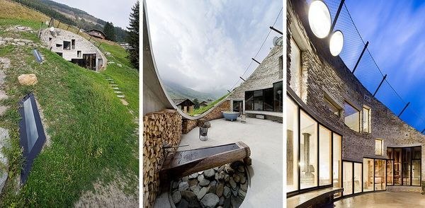 Это жилой дом-нора, который был построен в Швейцарии, так хорошо вписывается в природный ландшафт местности, что обречен стать местной знаменитостью. Вилла Vals абсолютно сокрыта от глаз людских в нутре холма, что делает ее похожей на нору какого-нибудь сказочного персонажа.