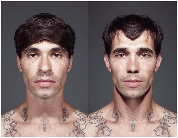 Опровергая теорию о симметричности человеческого лица фотограф Джулиан Волькенштайн (Julian Wolkenstein) создал проект Echoism, в рамках которого он зеркально соединял левую и правую половину лица разных людей. В итоге получаются сильно различающиеся лица.
