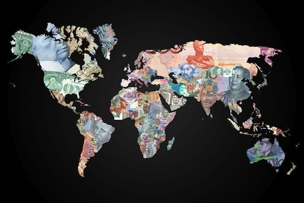 Художники из шведской студии дизайна Bedow и группы The310I создали карты из валют различных стран мира так, что монеты или банкноты каждой страны представляют территорию страны на общей карте.