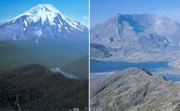 Вулкан Сент-Хеленс: до и после извержения