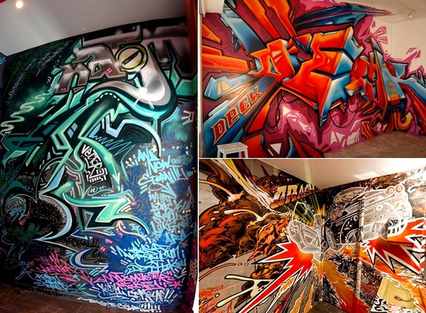 Некоторым людям настолько полюбились граффити на стенах и заборах, что они желают видеть такие рисунки в собственных квартирах. Именно таким, "комнатным" стрит-артом занимается французский художник под псевдонимом Deck Two.