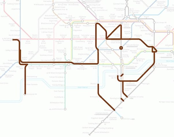 У английского художника Поля Миддлвика в 1988 году появилось странное хобби - высматривать в схеме лондонского метро различных животных.