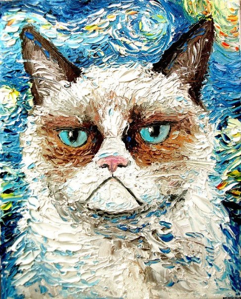 Сердитый кот в стиле Ван Гога