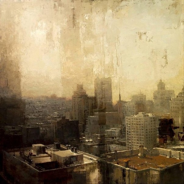 Пейзаж современного мегаполиса в масляных картинах художника Джереми Манна