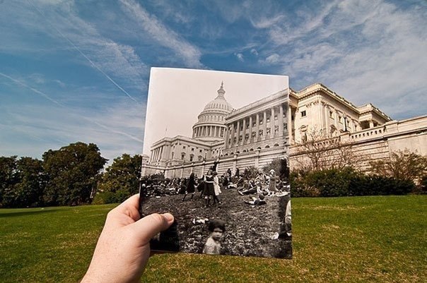 Интересный проект американских фотографов - "Кадры из прошлого".