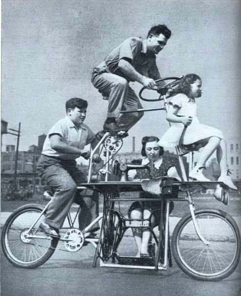 Странное изобретение прошлого: Семейный велосипед со швейной машинкой,США, 1939