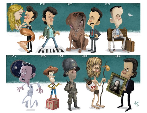 Американец Джефф Виктор нарисовал серию иллюстраций под общим названием "Эволюция". Иллюстрации показывают как менялись актеры и актрисы: Джонни Депп, Ума Турман, Том Хэнкс, Джек Николсон и другие.