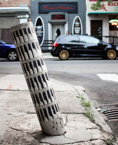 "Стрит-арт" Пизанская башня в Филадельфии, США.