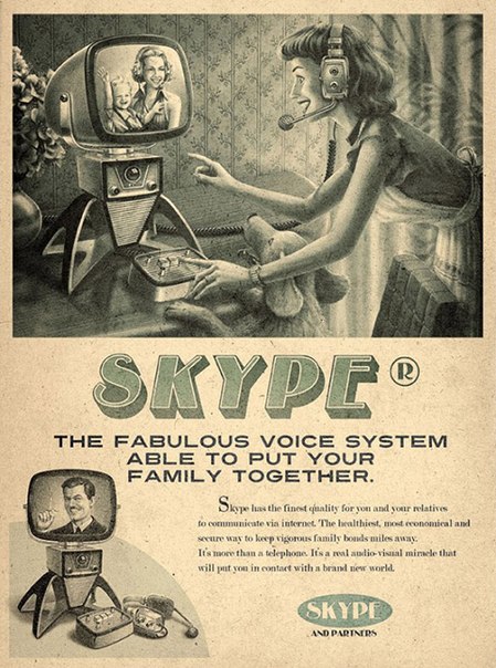 Если бы Facebook, Skype и YouTube были изобретены лет 50-60 назад, то выглядело бы это примерно так, как на этих постерах работы Родольфо Сампайо и Марко Мартинса