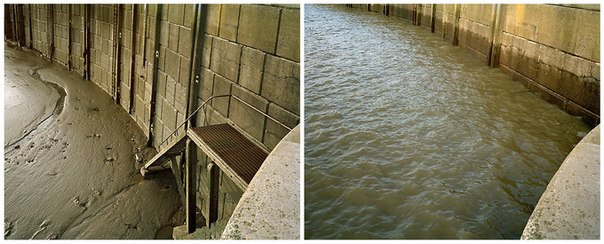 Английский фотограф Майкл Мартен создал удивительную серию фотографий, на которых запечатлены одни и те же пейзажи во время отлива и во время прилива воды.