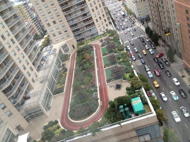 Жизненные хитрости в масштабах целого города: беговые дорожки на крышах домов.