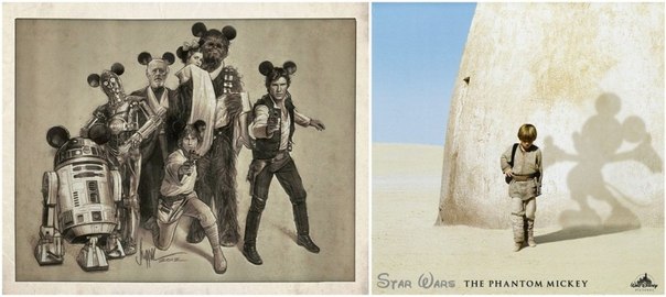 Карикатуры и пародии на то, что компания «Disney» приобрела «Lucas Film» от возмущенных поклонников звездной саги.