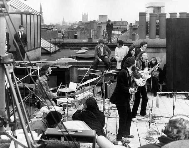 Последнее публичное выступление «The Beatles» на крыше штаб-квартиры Apple Records, 30 января 1969 года.
