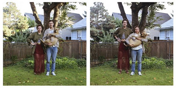 Канадский фотограф Хана Песут провела последние два года, снимая серию портретов Switcheroo, в которой пары меняются своей одеждой