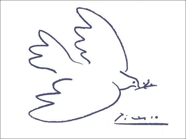 Белый голубь мира, нарисованный Пабло Пикассо в 1949 году