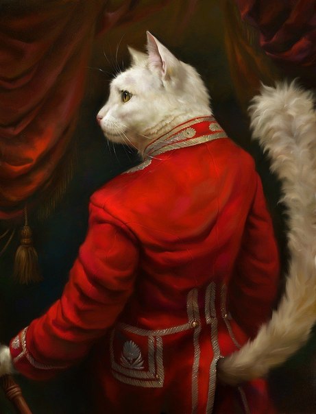 Портреты кошек, одетых в величественные наряды от узбекского зудожника Эльдара Закирова