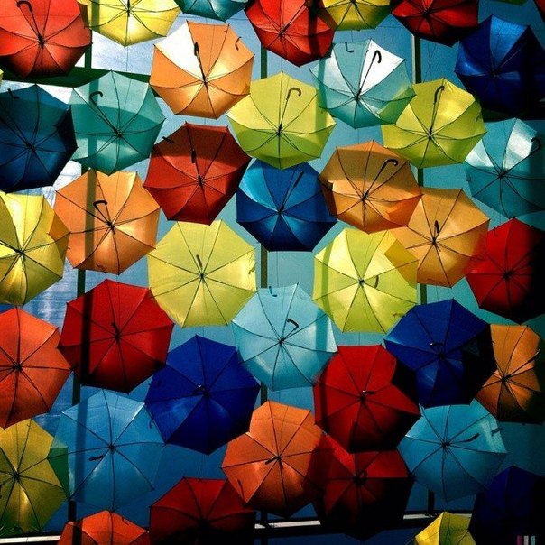 Инсталляция из зонтиков в португальском городке Агеда от Патрисии Алмейды и Педро Насименто