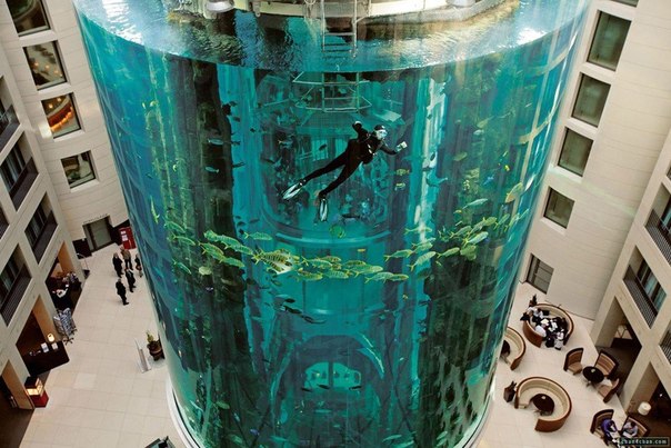 Гигантский аквариум в берлинском отеле Radisson Blu
