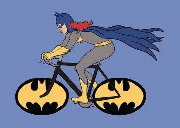 Забавная серия серию иллюстраций  Супергерои на велосипедах” от Майка Джуса