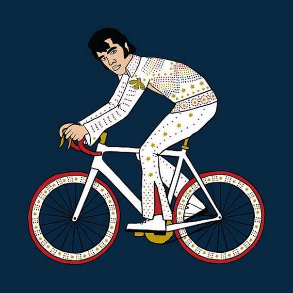 Забавная серия серию иллюстраций  Супергерои на велосипедах” от Майка Джуса