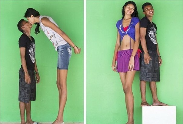 Самая высокая в мире девочка-подросток – Элисани да Крус Сильва. Ее рост – 2,03 метра. Она живет в Салинополисе в Бразилии и встречается с парнем Франсинальдо да Сильва Карвалхо, рост которого 1,63 метра.