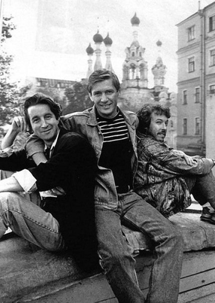 Леонид Ярмольник, Александр Абдулов и Андрей Макаревич, 1987 год