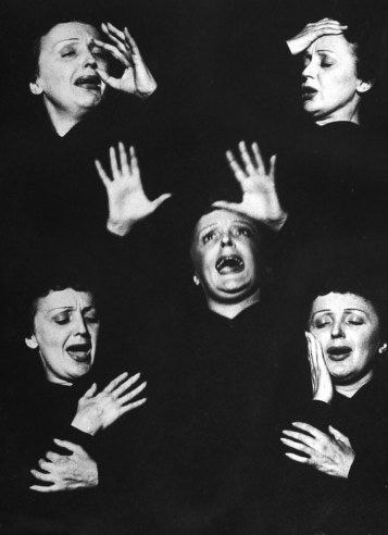 Коллаж, сделанный из фотографий величайшей певицы и актрисы Эдит Пиаф, созданный во время её выступления в клубе New York s Versailles в 1952-м году.