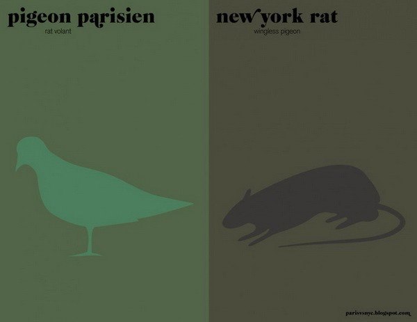 Серия постеров "Париж против Нью-Йорка"