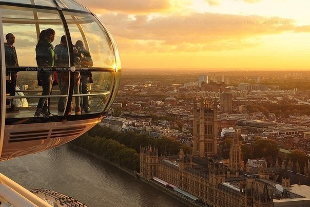 Вид на Лондон с колеса обзора Лондонский Глаз.