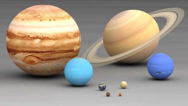 Сравнение размеров планет Солнечной системы.