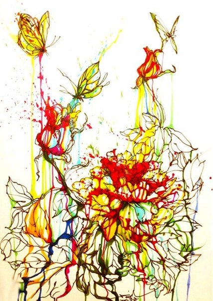 Яркие картины из разноцветных брызг. Необычные работы китайского художника Hua Tunan