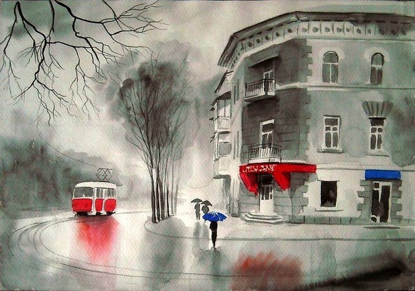 Синий зонтик. Автор - Александр Болотов