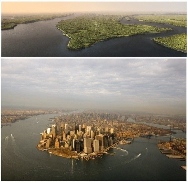 Манхэттен тогда и сейчас