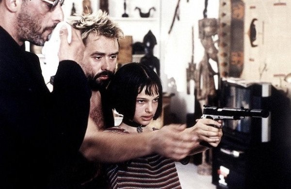 Люк Бессон и Натали Портман на съемках фильма "Леон".