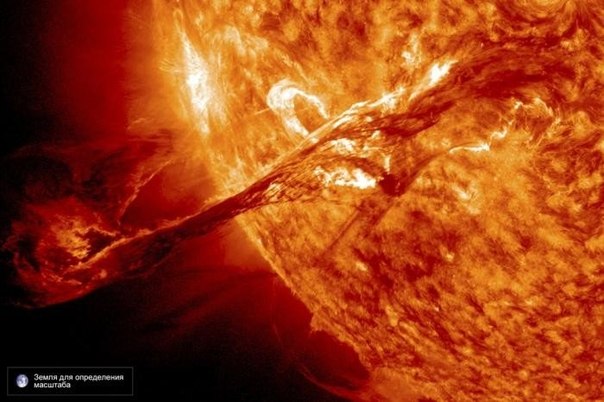 Выброс вещества из внешних слоев атмосферы Солнца, скорость которого составляет 1500 км/с.