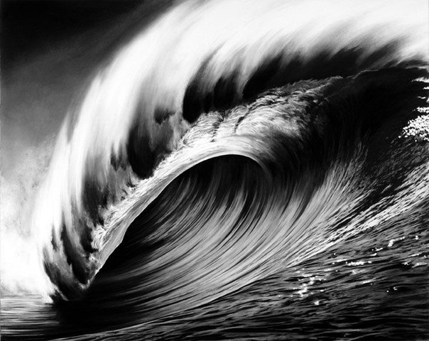 Волны, нарисованные углем от художника Роберта Лонго