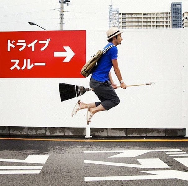 Забавная серия автопортретов летающего японского дизайнера Halno