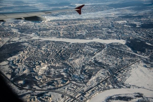 Впечатляющие виды Москвы под крылом самолета от Кирилла Умрихина