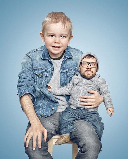 Фотограф Пол Рипк создал веселую фотосессию "Grown Ups" (Взрослые). На фотографиях головы родителей поменяли местами с головами детей.